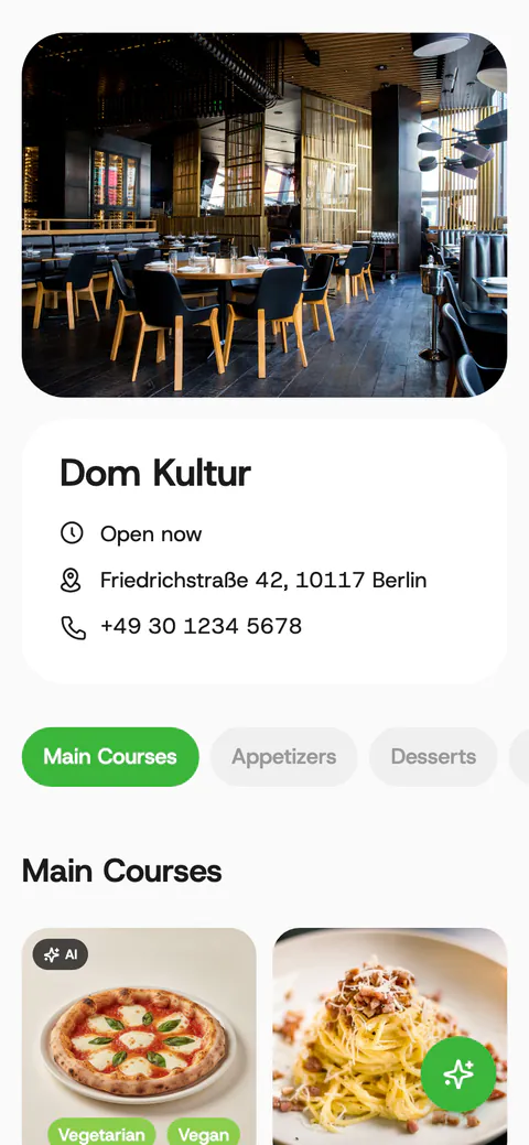 Il menu di Dom Kultur su plattr.menu